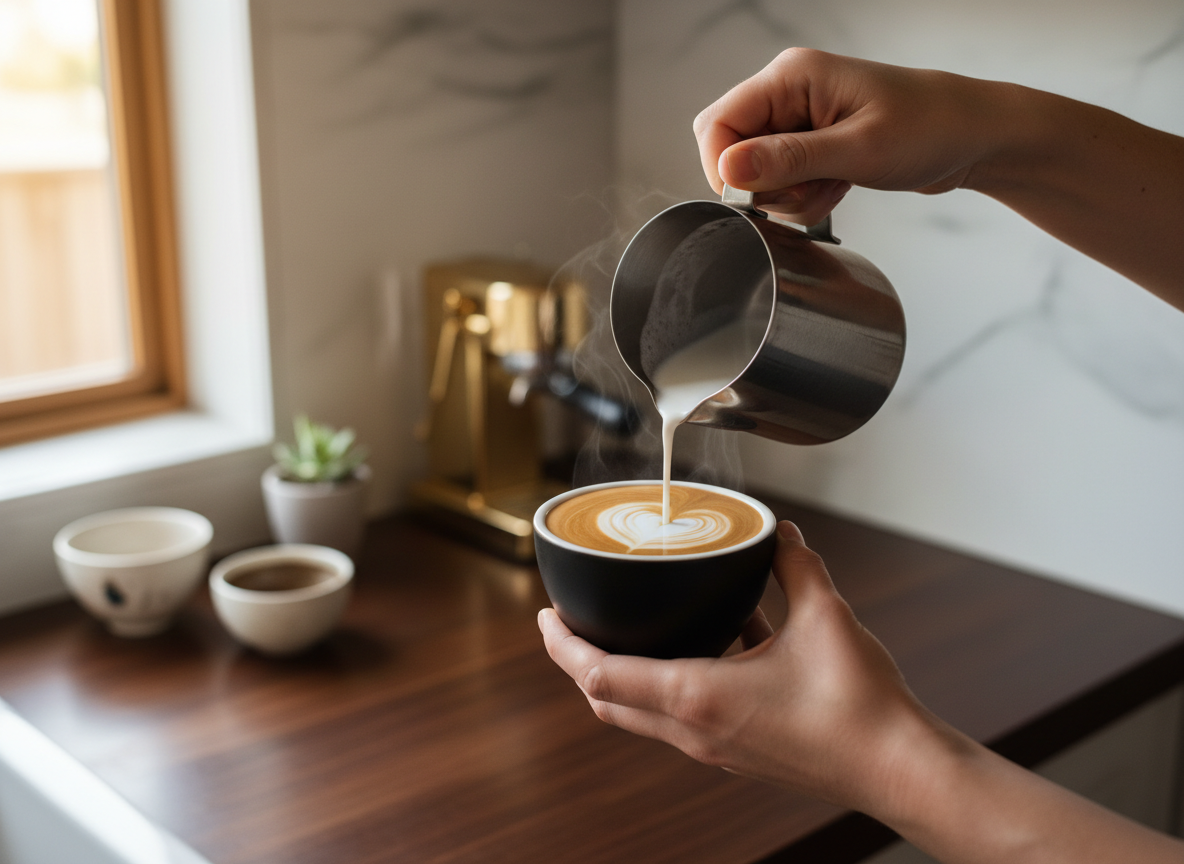 Steaming milk and pouring latte art at home — Week 2's biggest win