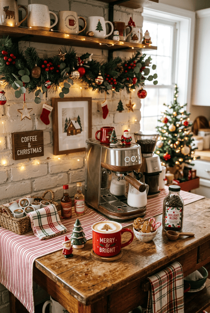 Cozy Christmas coffee setup at home