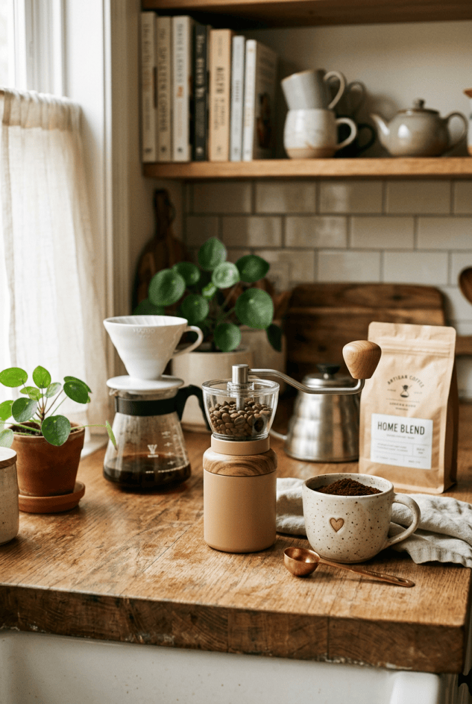 Coffee grinder in a warm home setup